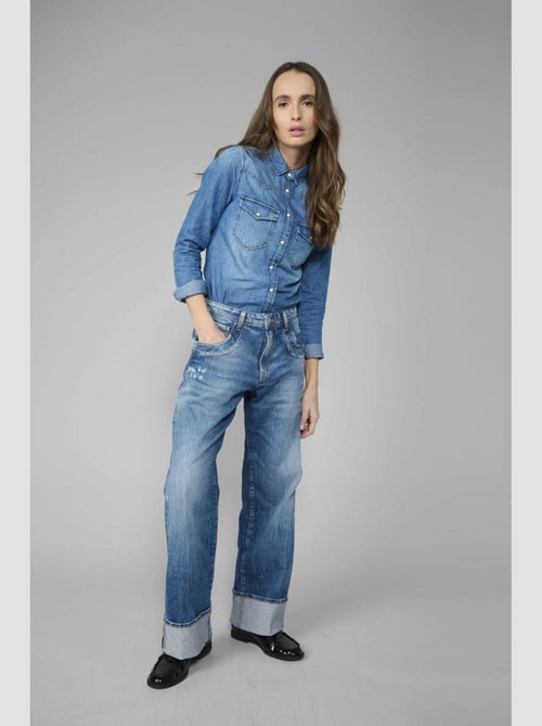 Jeans 400/28 wide leg taille haute regular droit 'Le Temps Des Cerises' - Kiabi