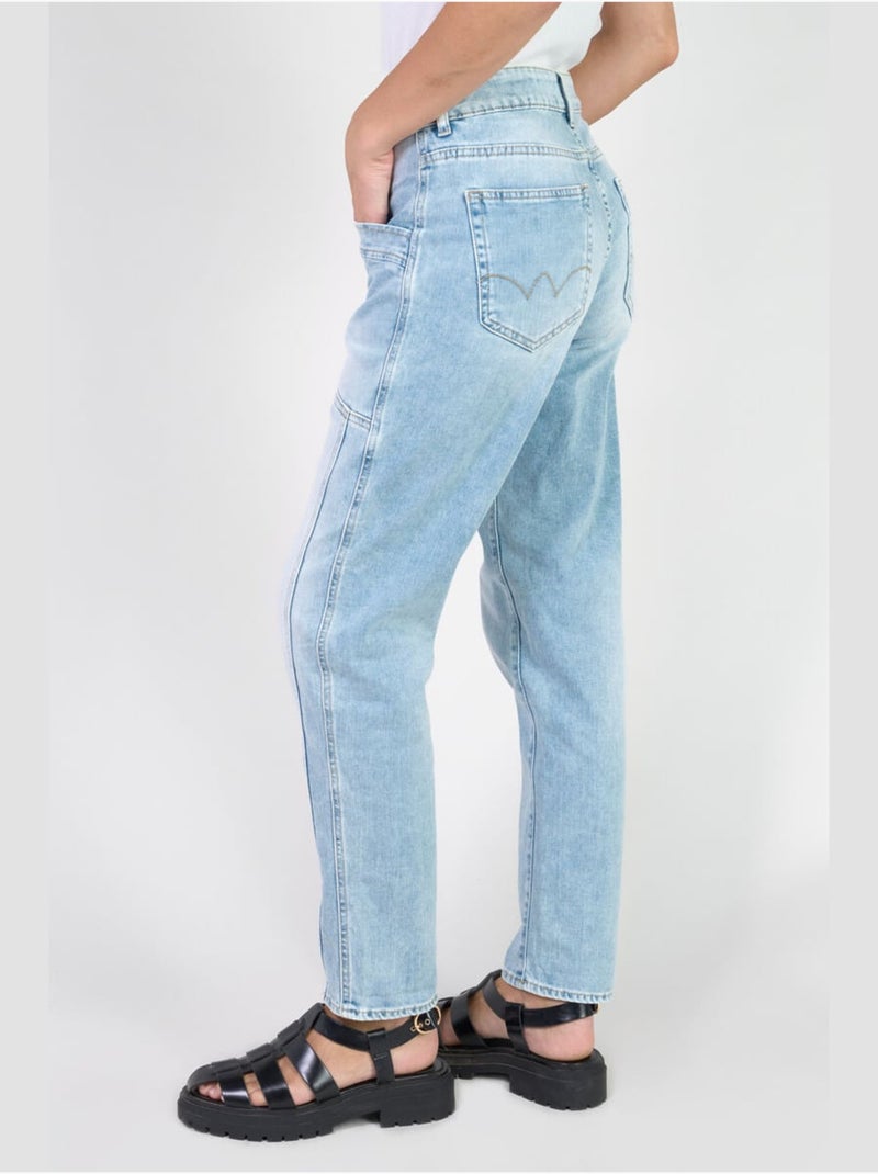 Jeans 400/60 girlfriend loose large 7/8ème 'Le Temps Des Cerises' Bleu - Kiabi