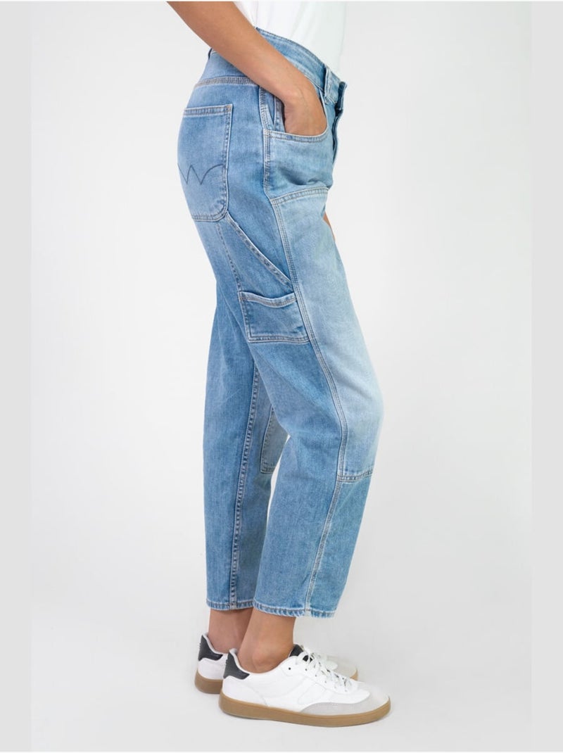 Jeans 400/60 girlfriend loose large 7/8ème 'Le Temps Des Cerises' Bleu - Kiabi
