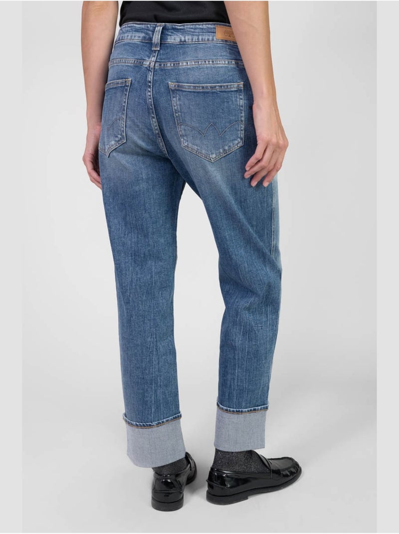Jeans 400/60 girlfriend loose large 7/8ème 'Le Temps Des Cerises' Bleu - Kiabi