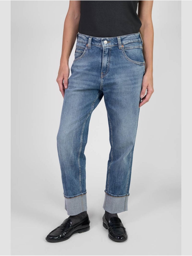 Jeans 400/60 girlfriend loose large 7/8ème 'Le Temps Des Cerises' Bleu - Kiabi