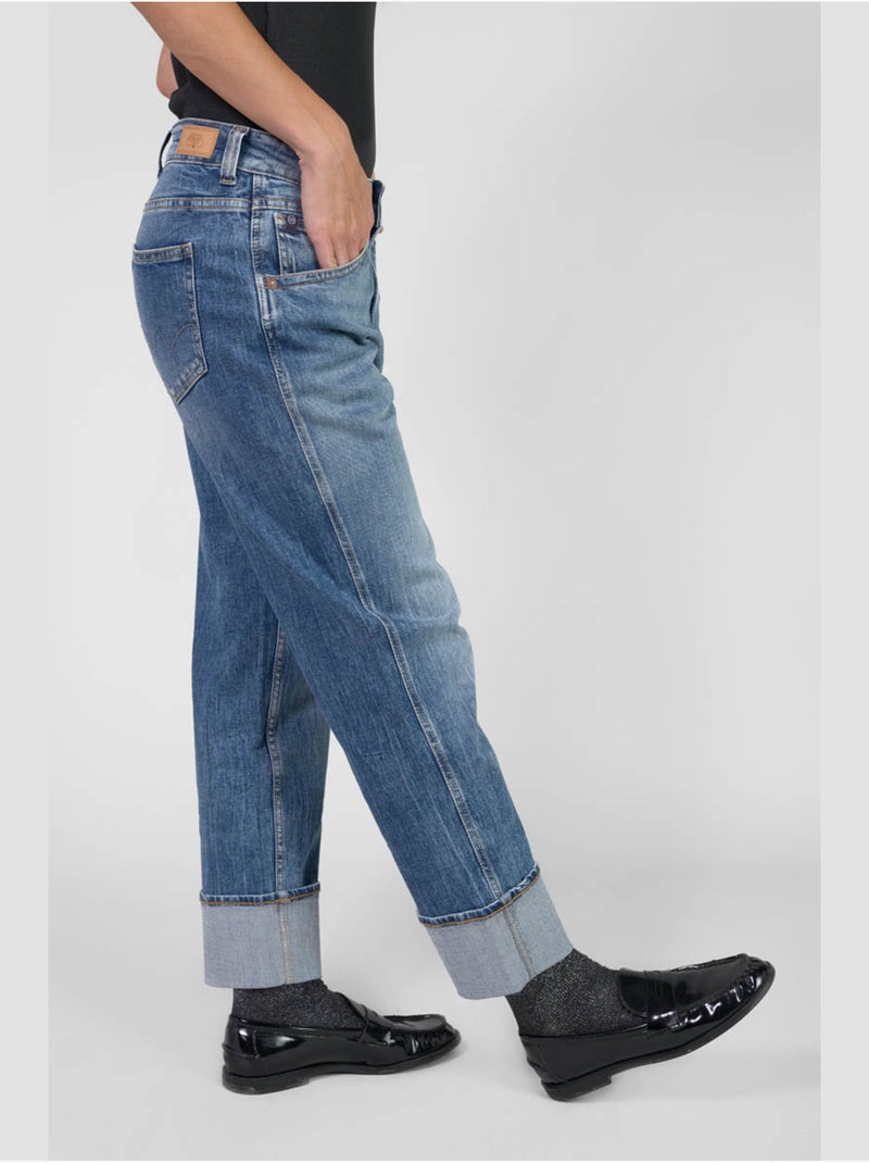 Jeans 400/60 girlfriend loose large 7/8ème 'Le Temps Des Cerises' Bleu - Kiabi
