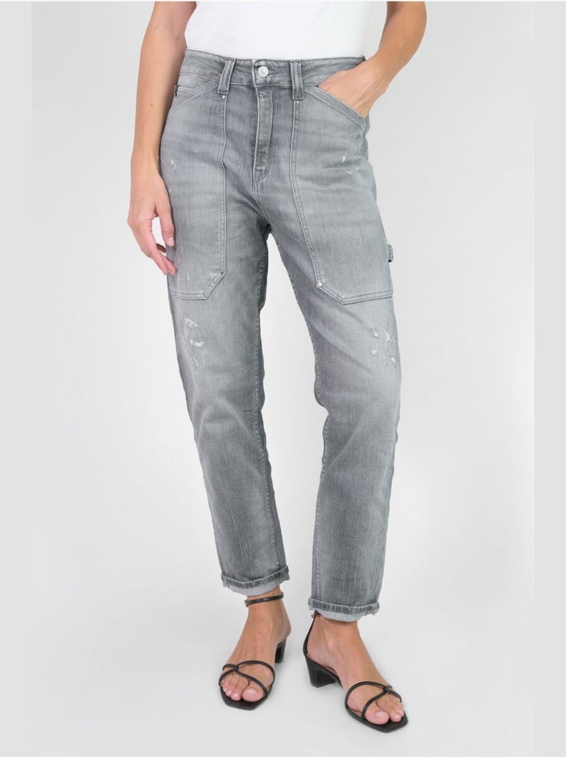 Jeans 400/60 girlfriend loose large 7/8ème 'Le Temps Des Cerises' Gris - Kiabi