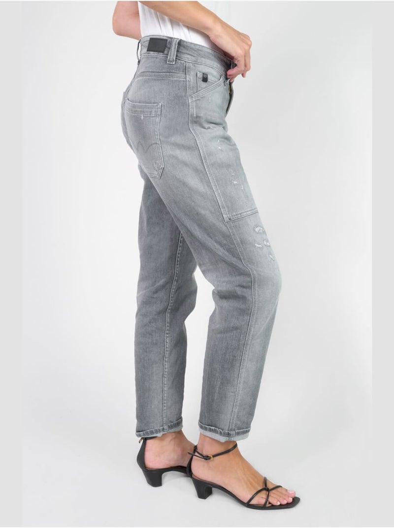 Jeans 400/60 girlfriend loose large 7/8ème 'Le Temps Des Cerises' Gris - Kiabi