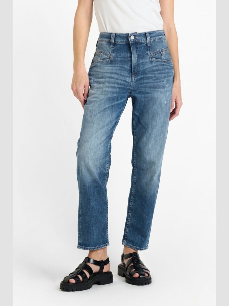 Jeans 400/60 girlfriend taille haute loose large 7/8ème 'Le Temps Des Cerises' Bleu - Kiabi
