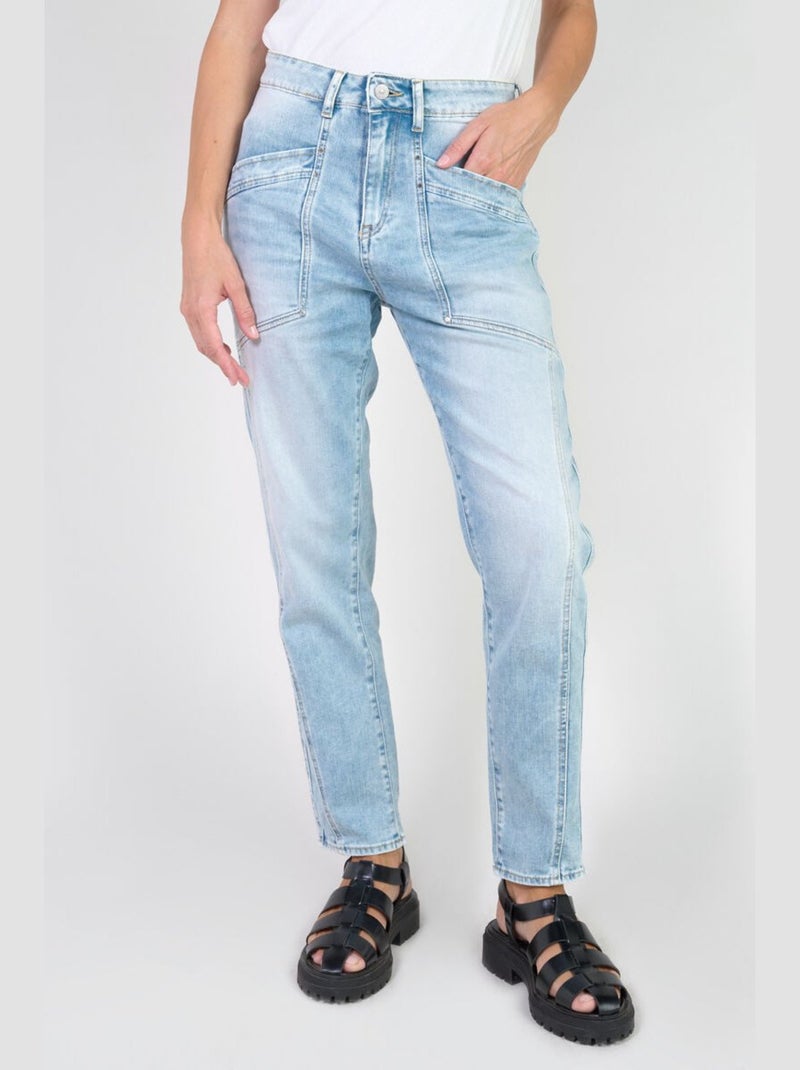 Jeans 400/60 girlfriend taille haute loose large 7/8ème 'Le Temps Des Cerises' Bleu - Kiabi