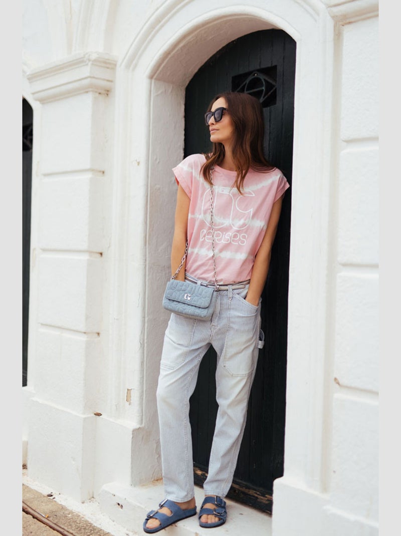 Jeans 400/60 girlfriend taille haute loose large 7/8ème 'Le Temps Des Cerises' Bleu - Kiabi