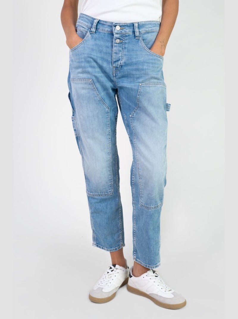 Jeans 400/60 girlfriend taille haute loose large 7/8ème 'Le Temps Des Cerises' Bleu - Kiabi