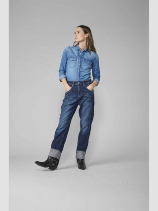 Jeans 400/60 girlfriend taille haute loose large 7/8ème 'Le Temps Des Cerises'