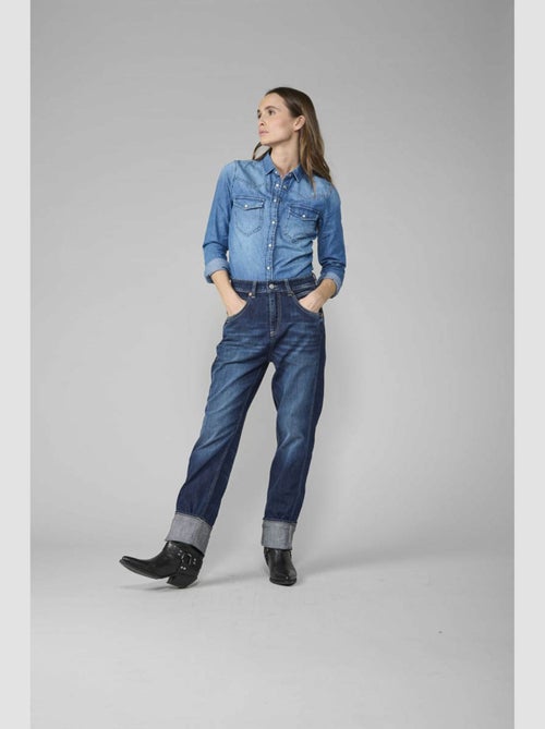 Jeans 400/60 girlfriend taille haute loose large 7/8ème 'Le Temps Des Cerises' - Kiabi