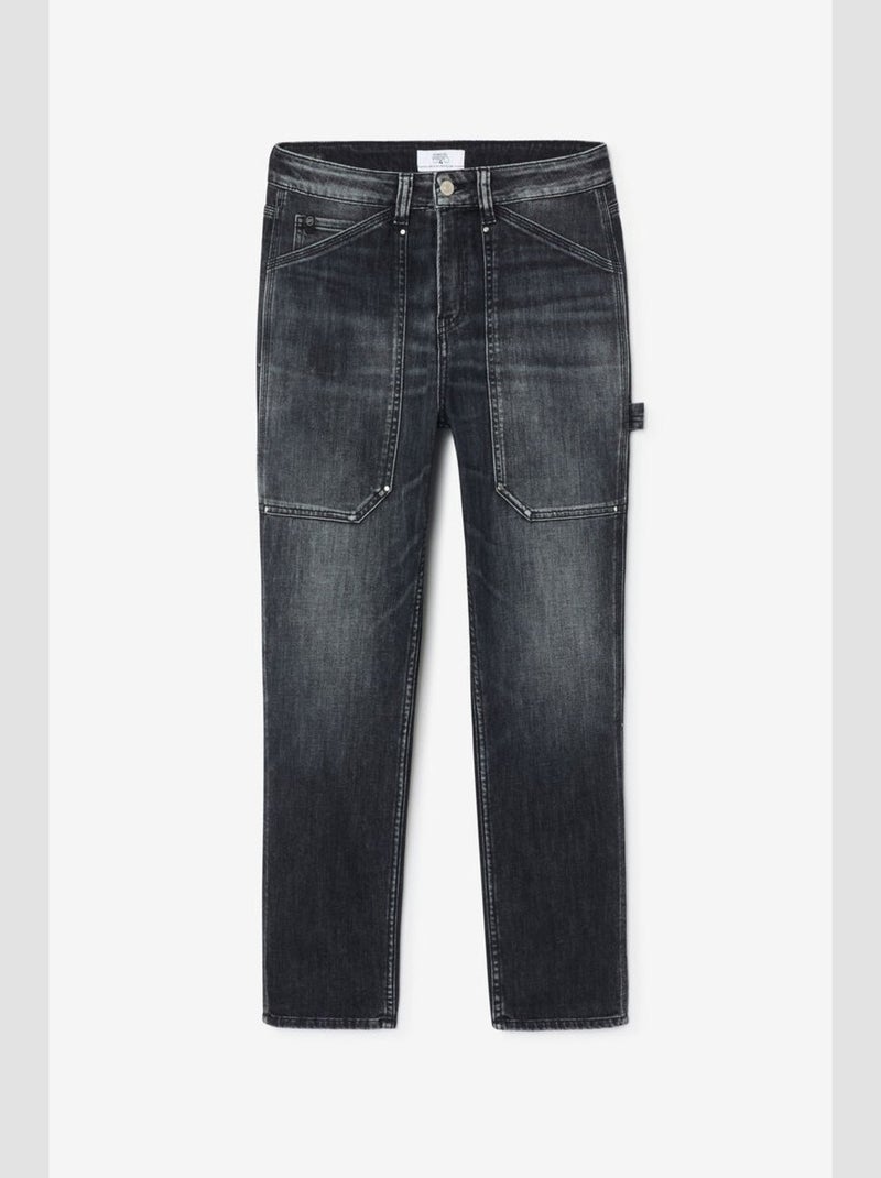 Jeans 400/60 girlfriend taille haute loose large 7/8ème 'Le Temps Des Cerises' Noir - Kiabi