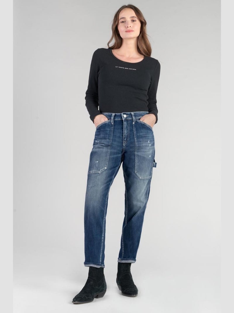 Jeans 400/60 girlfriend taille haute loose large 'Le Temps Des Cerises' Bleu - Kiabi