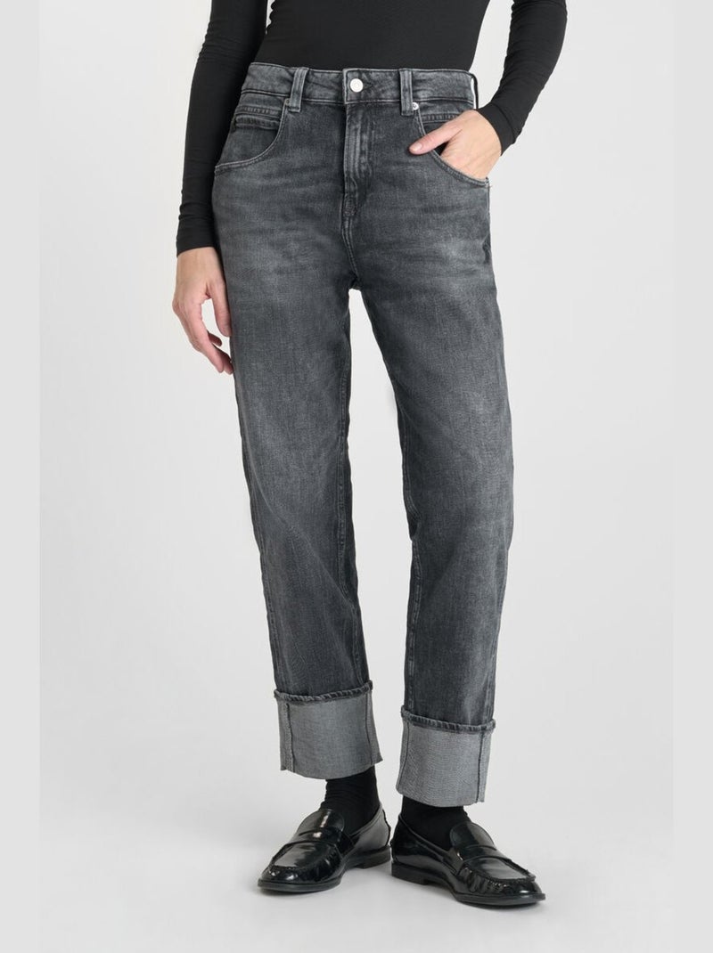 Jeans 400/60 girlfriend taille haute loose large 'Le Temps Des Cerises' Gris - Kiabi