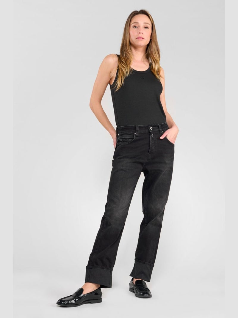 Jeans 400/60 girlfriend taille haute loose large 'Le Temps Des Cerises' Noir - Kiabi