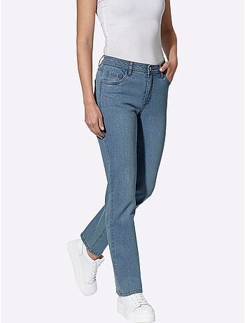 Jean 5 poches à jambes droites avec ceinture gainante et fermeture zippée - taille courte - witt