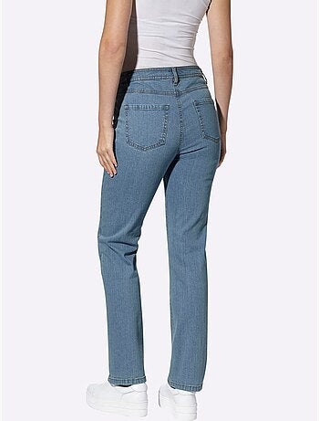 Jean 5 poches à jambes droites avec ceinture gainante et fermeture zippée - taille courte - witt