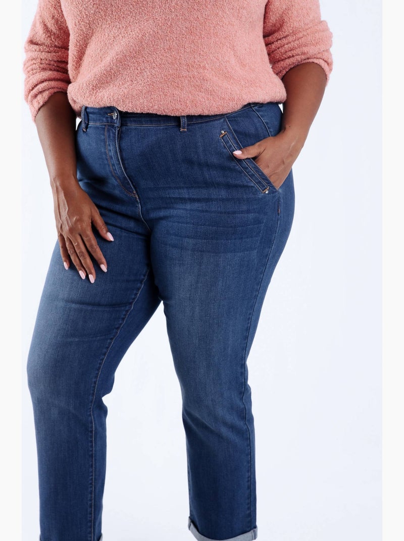 Jeans 7/8 avec revers PAPRIKA Bleu denim - Kiabi