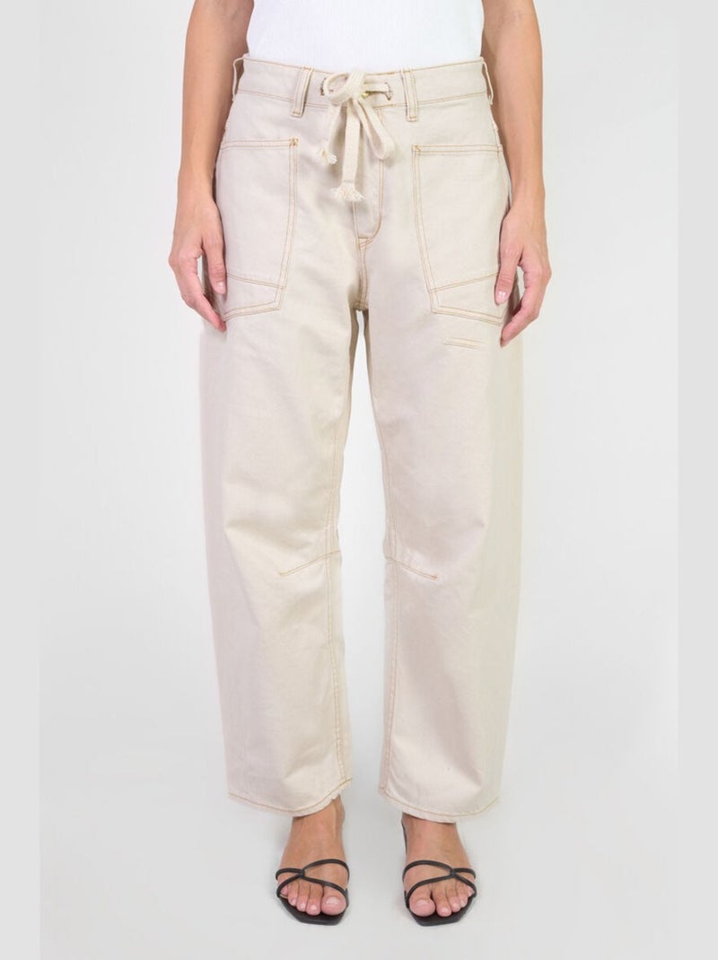 Jeans balloon taille haute loose large 'Le Temps Des Cerises' Blanc - Kiabi