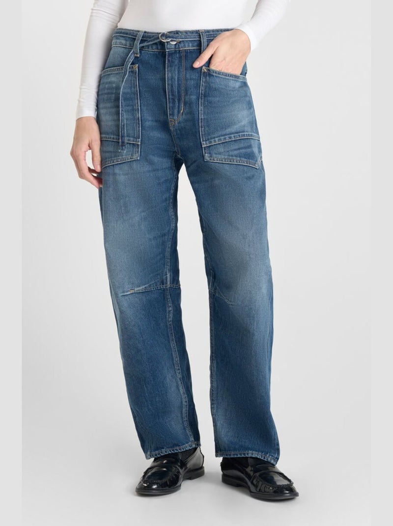 Jeans balloon taille haute loose large 'Le Temps Des Cerises' Bleu - Kiabi