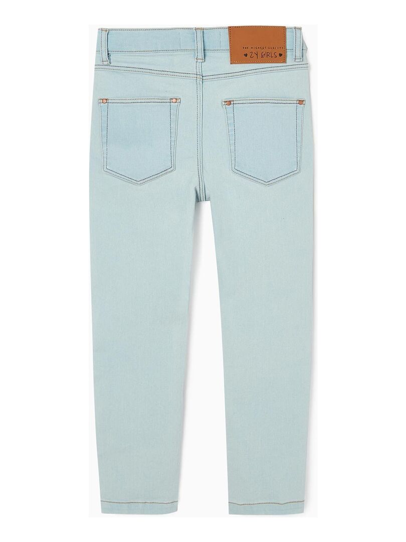 Joli jean large pour fille, taille mi-haute - bleu clair denim