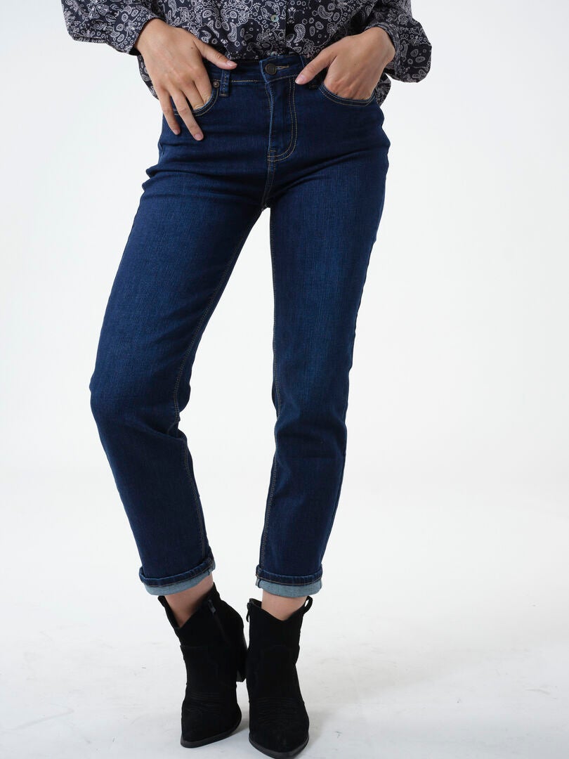 Jeans Bootcut Bleu Foncé Usé - Taille 26 Marlboro - État Très Bon - Femme