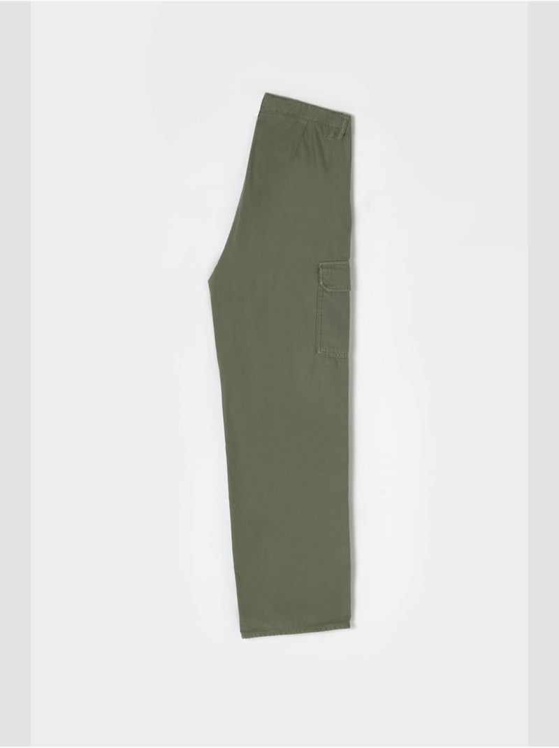 Jeans cargo 'le temps des cerises' Kaki - Kiabi