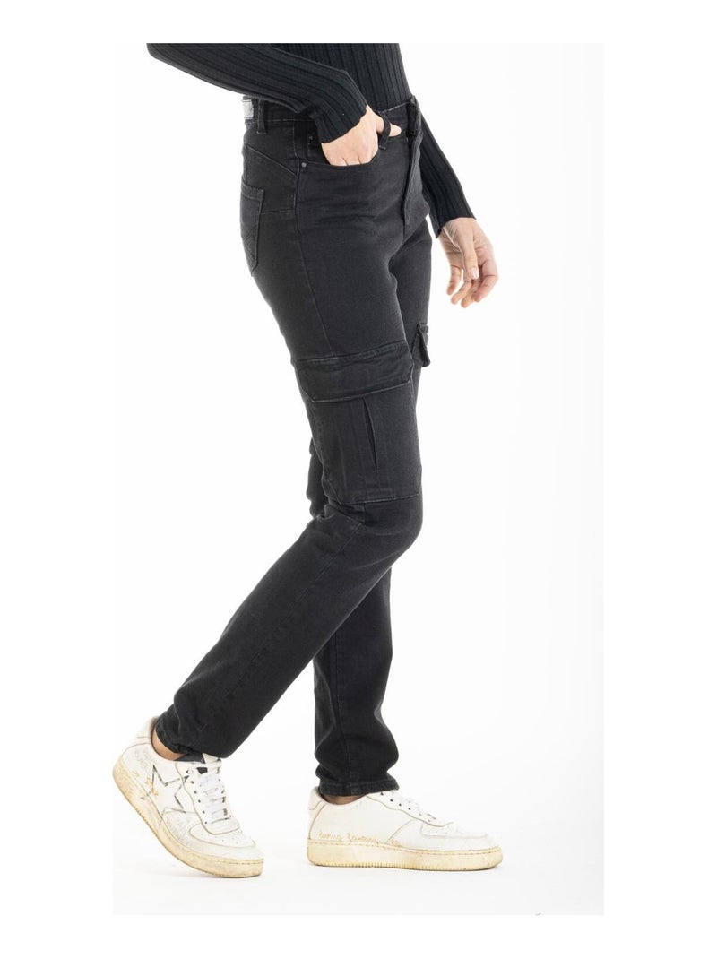 Jeans cargo slim push-up stretch MOYRA 'Rica Lewis' Noir - Kiabi
