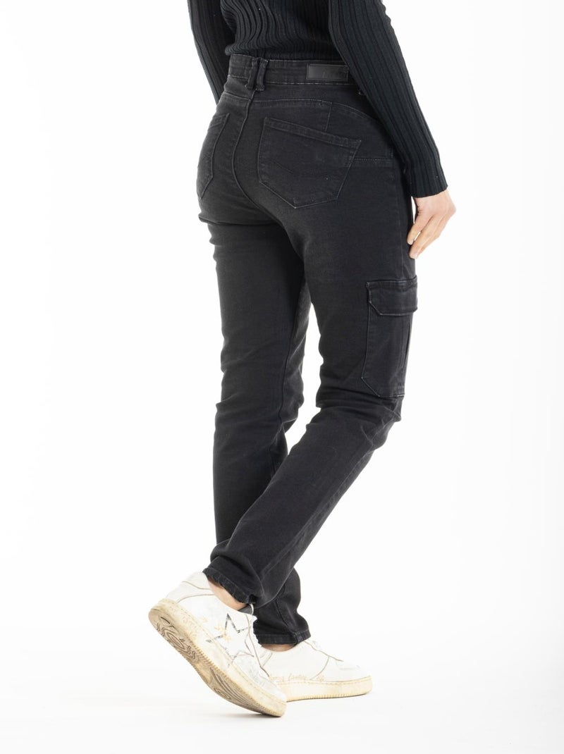 Jeans cargo slim push-up stretch MOYRA 'Rica Lewis' Noir - Kiabi