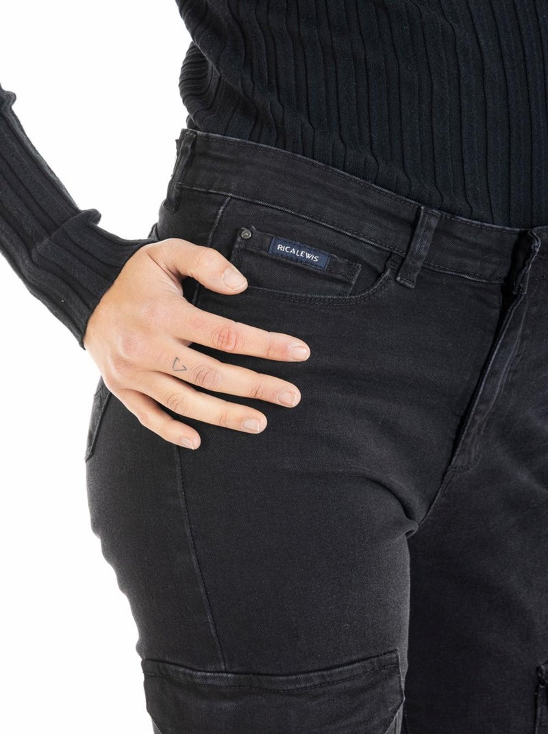 Jeans cargo slim push-up stretch MOYRA 'Rica Lewis' Noir - Kiabi
