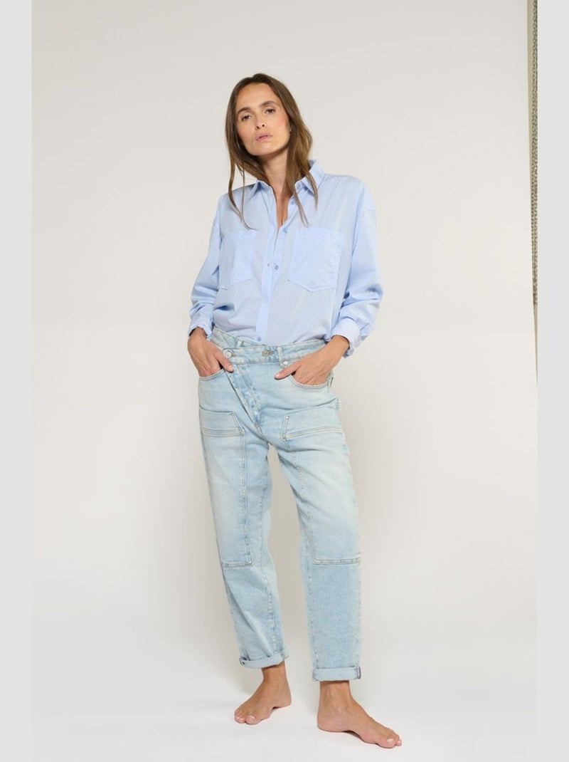 Jeans cosy boyfit 7/8ème 'Le Temps Des Cerises' Bleu - Kiabi