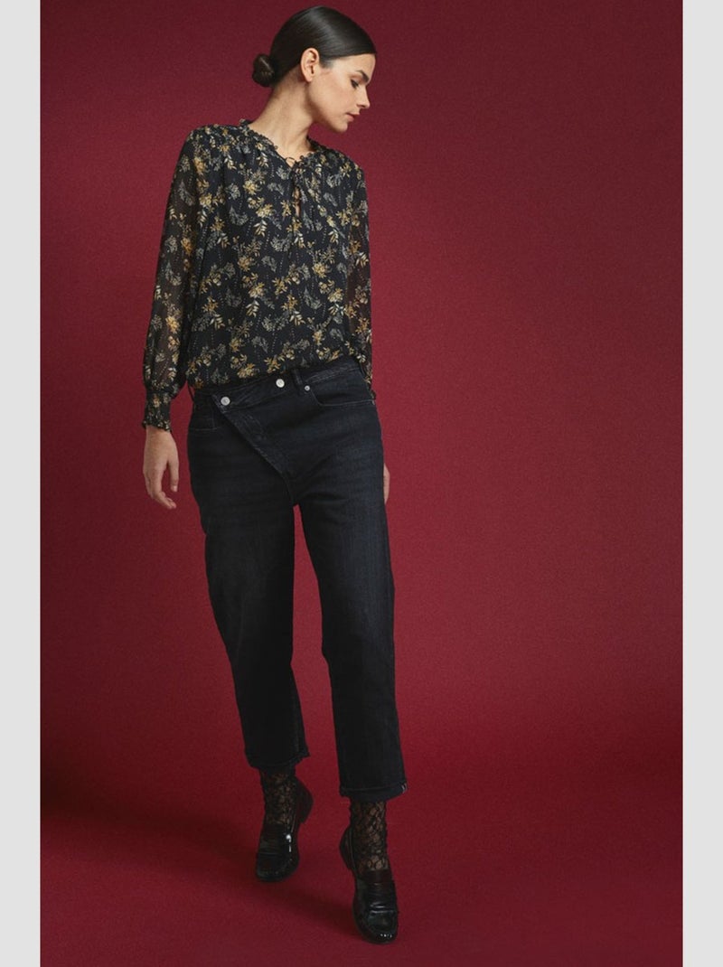Jeans cosy boyfit 7/8ème 'Le Temps Des Cerises' Noir - Kiabi