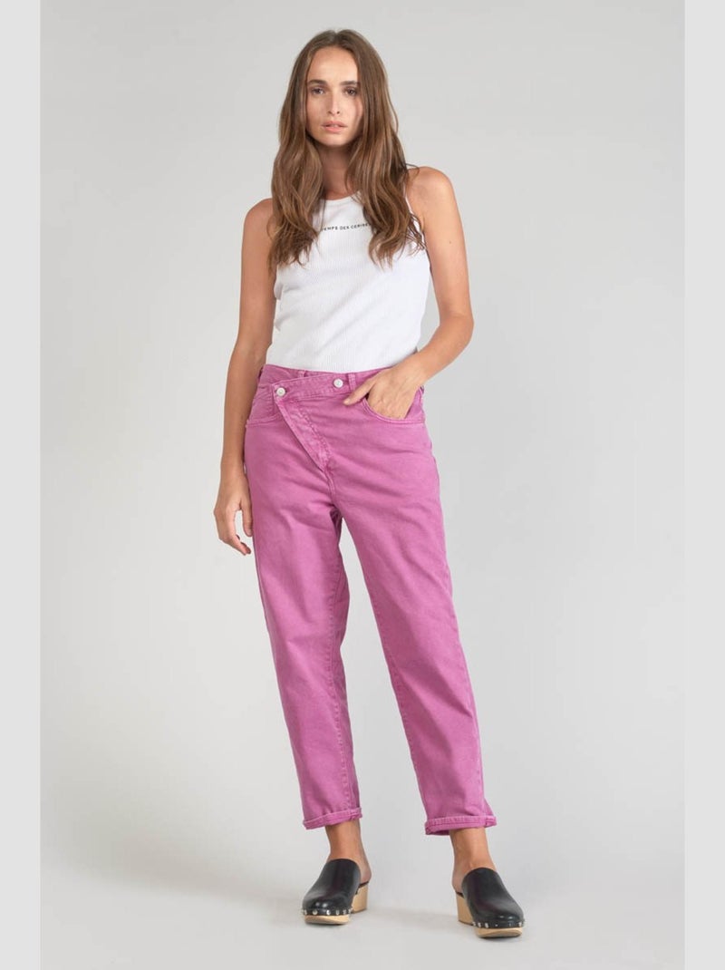 Jeans cosy boyfit 7/8ème 'Le Temps Des Cerises' Violet - Kiabi