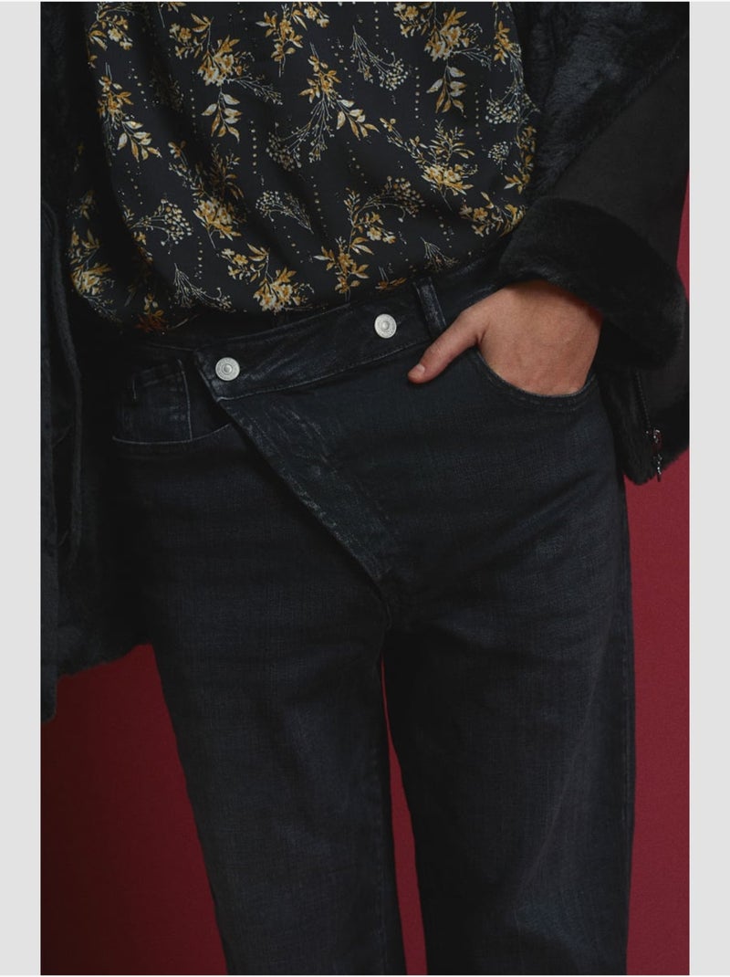 Jeans cosy loose large 7/8ème 'Le Temps Des Cerises' Noir - Kiabi