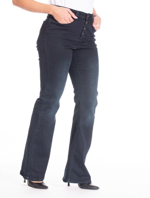 Jeans coupe bootcut denim stretch  blue black ZAIRA 'Rica Lewis' - Kiabi