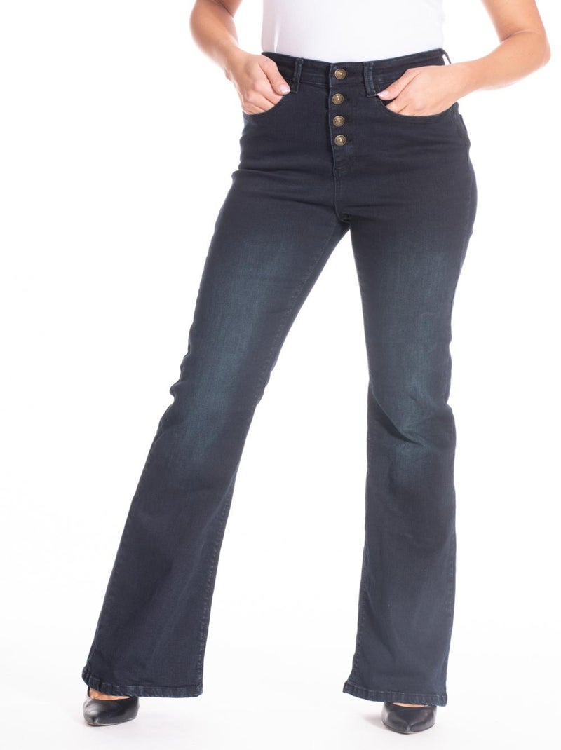 Jeans coupe bootcut denim stretch  blue black ZAIRA 'Rica Lewis' Bleu - Kiabi