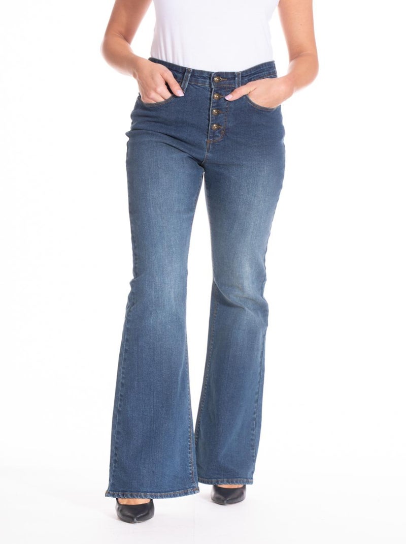 Jeans coupe bootcut denim stretch brossé ZELIA 'Rica Lewis' Bleu - Kiabi