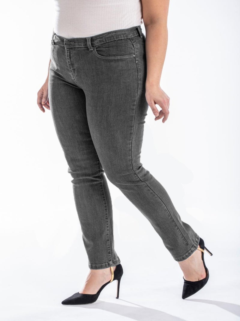 Jeans coupe droite denim stretch OBR16 'OBER' Gris - Kiabi