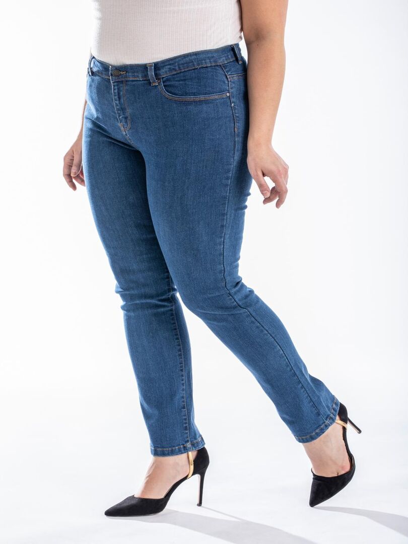 Jeans coupe droite taille haute denim OBR8 Bleu - Kiabi