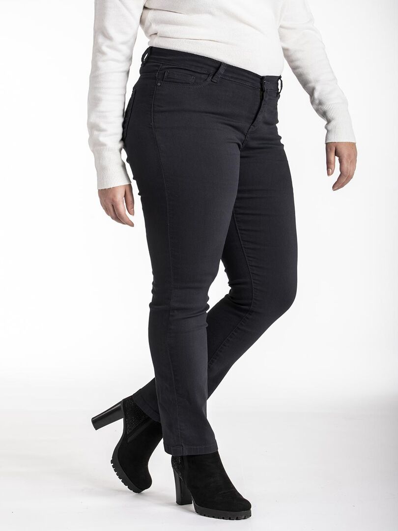 Jeans coupe droite taille haute stretch OBR9 'OBER' Noir - Kiabi