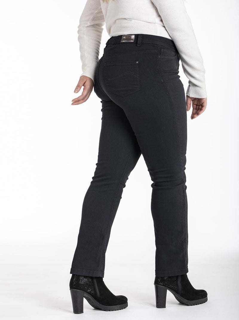 Jeans coupe droite taille haute stretch OBR9 'OBER' Noir - Kiabi