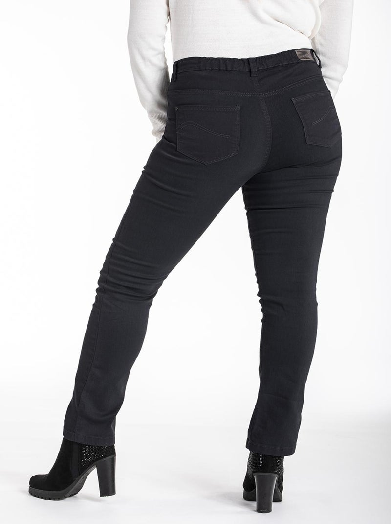 Jeans coupe droite taille haute stretch OBR9 'OBER' Noir - Kiabi