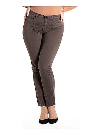 Jeans de couleur coupe droite taille haute stretch 'OBER'