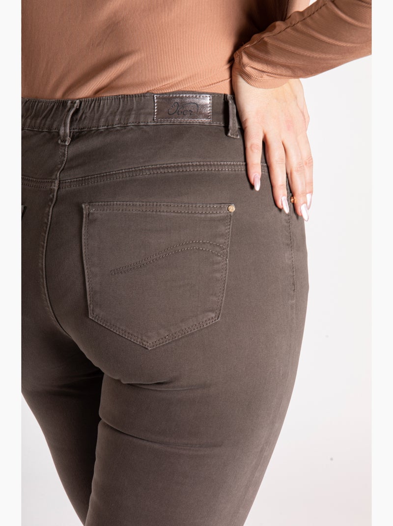 Jeans de couleur coupe droite taille haute stretch 'OBER' Marron - Kiabi