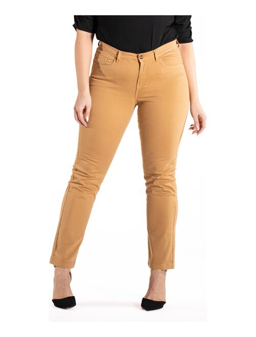 Jeans de couleur coupe droite taille haute stretch 'OBER' - Kiabi
