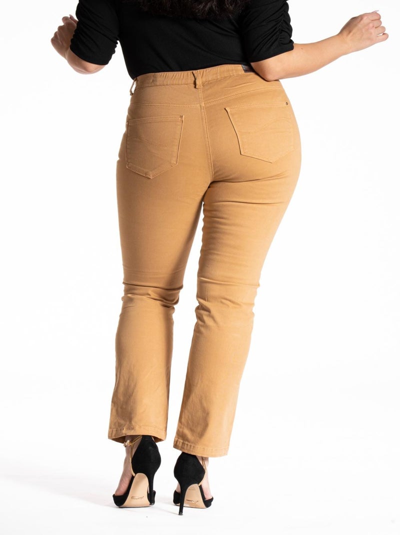 Jeans de couleur coupe droite taille haute stretch 'OBER' Moutarde - Kiabi