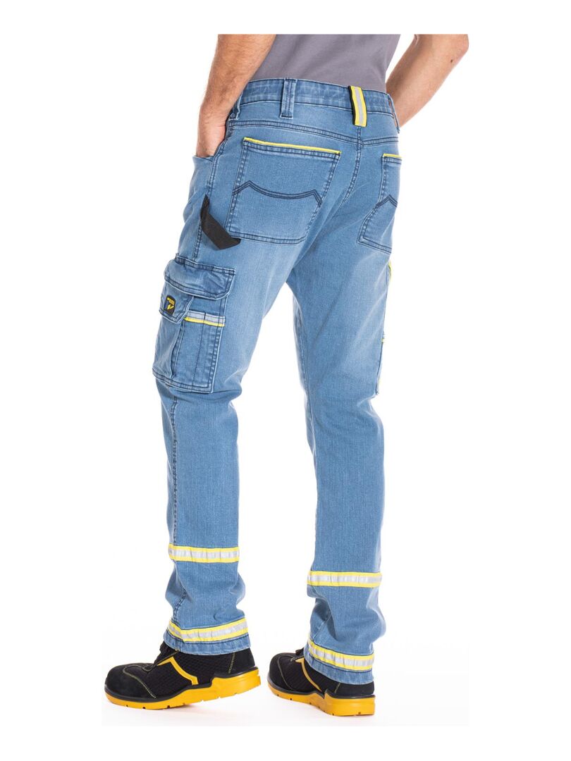 Jeans de travail avec bandes réfléchissantes denim stretch CLARO 'Rica Lewis' Bleu - Kiabi