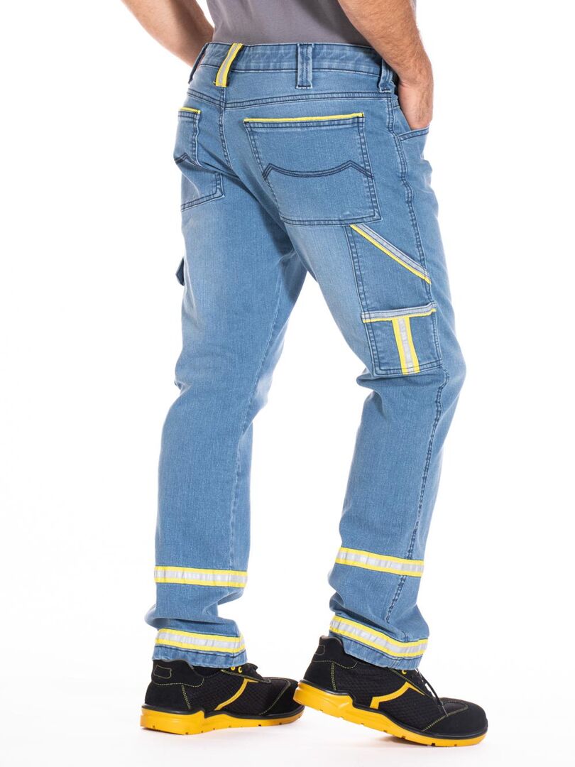 Jeans de travail avec bandes réfléchissantes denim stretch CLARO 'Rica Lewis' Bleu - Kiabi
