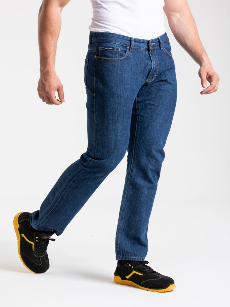 Jeans de travail coton coupe confort stone WORK5 'Rica Lewis' Bleu - Kiabi