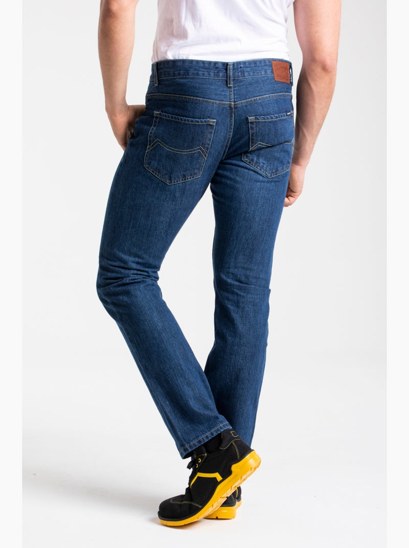 Jeans de travail coton coupe confort stone WORK5 'Rica Lewis' Bleu - Kiabi
