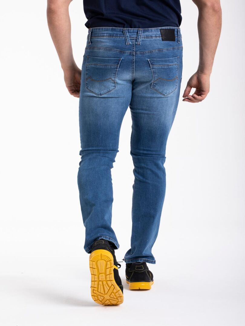 Jeans de travail coupe droite ajustée stretch super stone washed WORK1 'Rica Lewis' Bleu - Kiabi